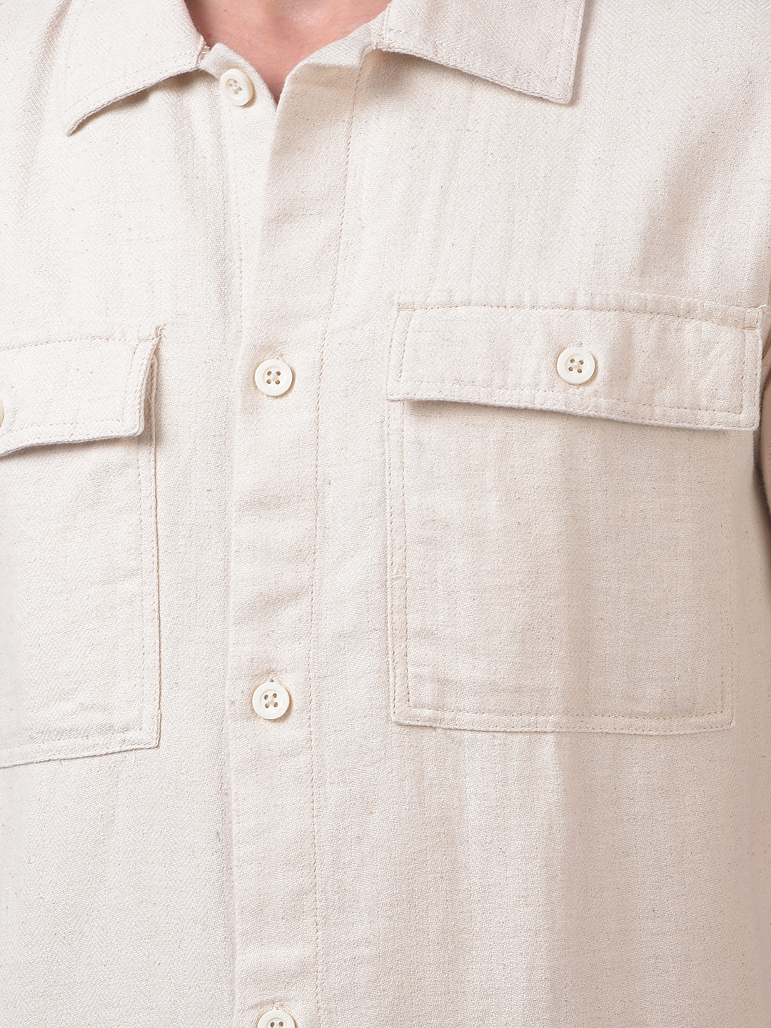 Numero Uno Men Beige Linen Regular Fit  Shirt